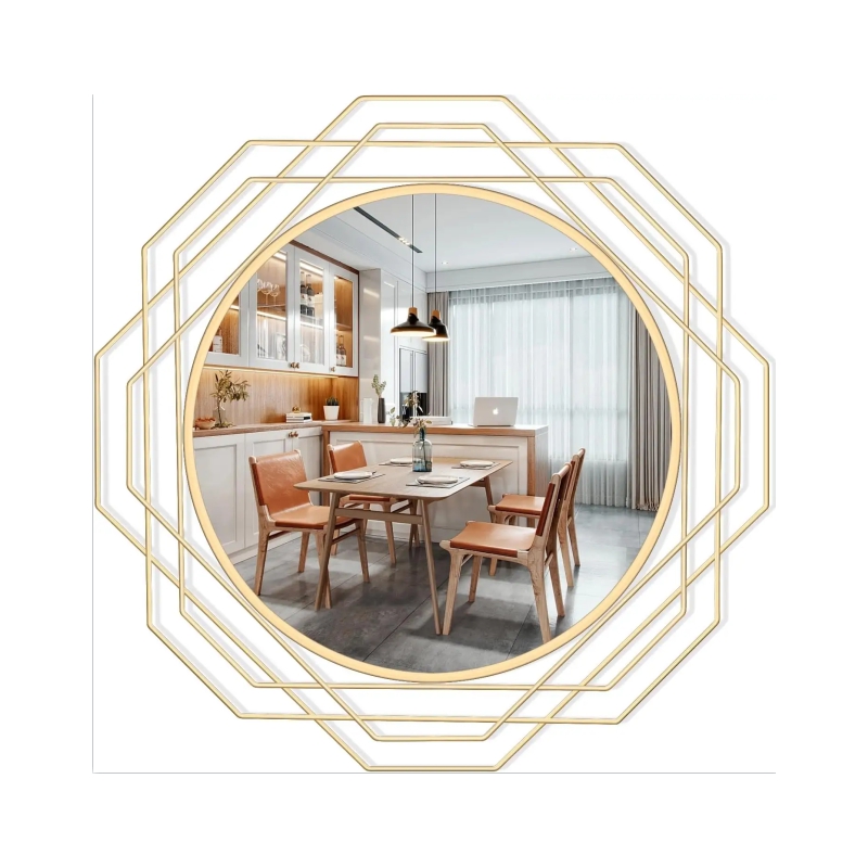 Supernalway Enterprise Gold Round Mirror Metal Framed Accent Mirror